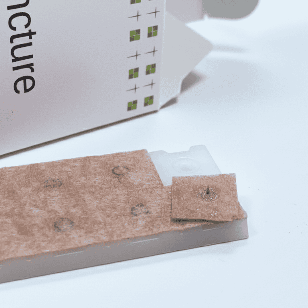 Close up of press needle