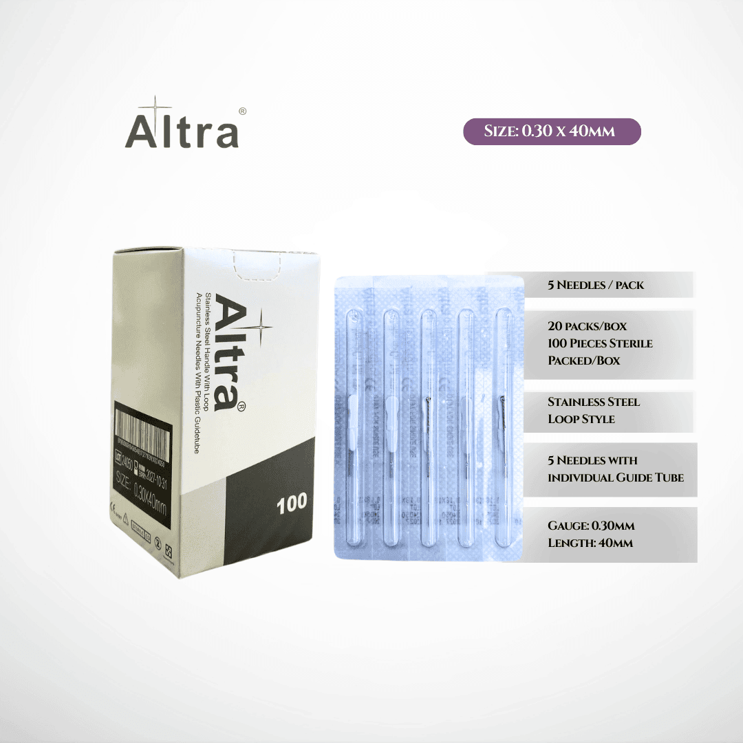 Altra® Stainless Steel Needles With Loop, 1 Needle per Blister, With Individual Guide Tube, 100pcs per box