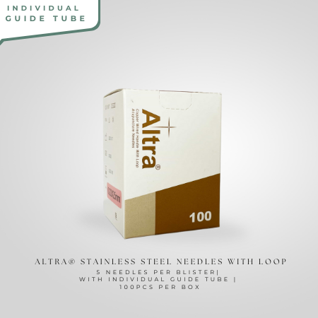 Altra® Stainless Steel Needles With Loop, 5 Needle per Blister, With Guide Tube, 100pcs per box