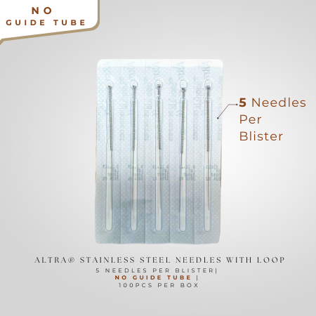Altra® Stainless Steel Needles With Loop, 5 Needle Per Blister, No Guide Tube, 100pcs per box