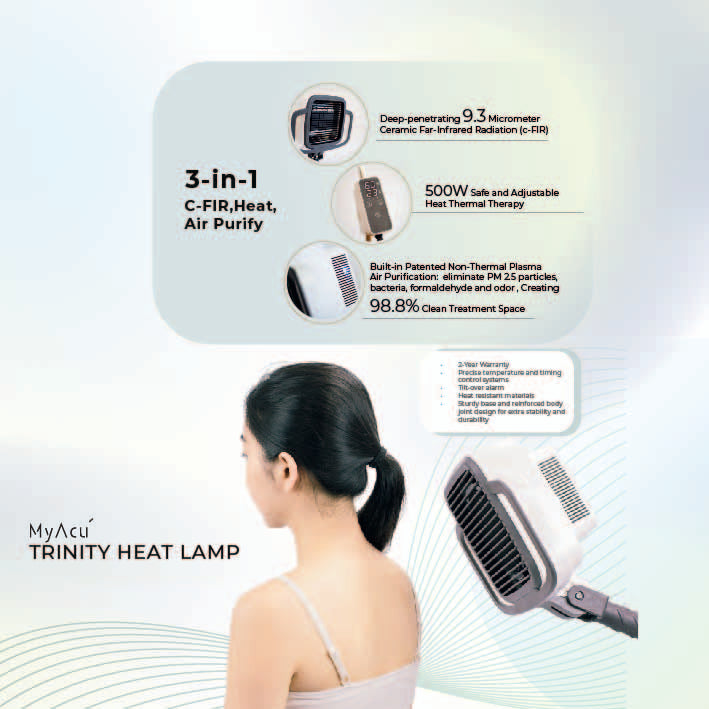 MyAcu Trinity Heat Lamp (3-in-1 - Ceramic Far-Infrared, Thermal Heat, Plasma Sterilization), 500Watt - Herbprime