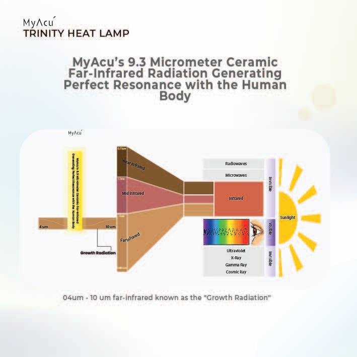 MyAcu Trinity Heat Lamp (3-in-1 - Ceramic Far-Infrared, Thermal Heat, Plasma Sterilization), 500Watt - Herbprime