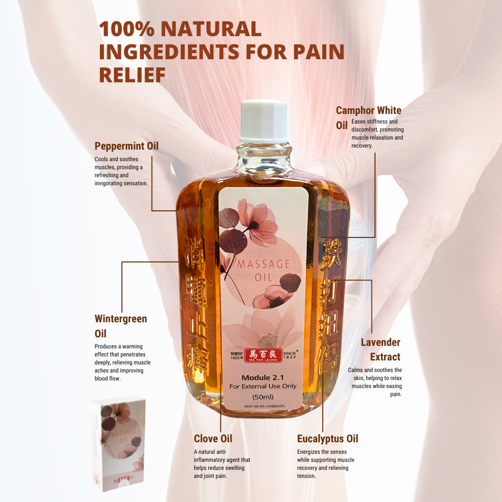 Ma Pak Leung Massage Oil / Wood Lock Oil - NEW PACKING, Enhanced Percentage, More Effective and Better Result! - Herbprime