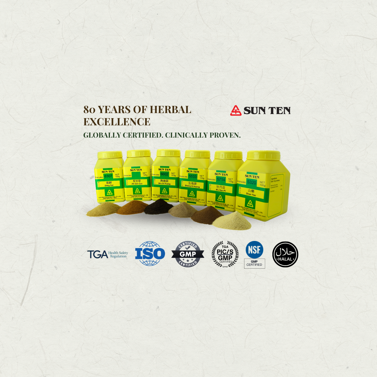 With over 80 years of expertise, Sun Ten ensures that every batch is ethically sourced, rigorously tested, and manufactured to global GMP standards.
Whether you’re a practitioner seeking reliable clinical outcomes, a wholesaler in need of products you can trust, or a clinic looking for customised branding, Sun Ten delivers purity, safety, potency, and peace of mind—batch after batch.