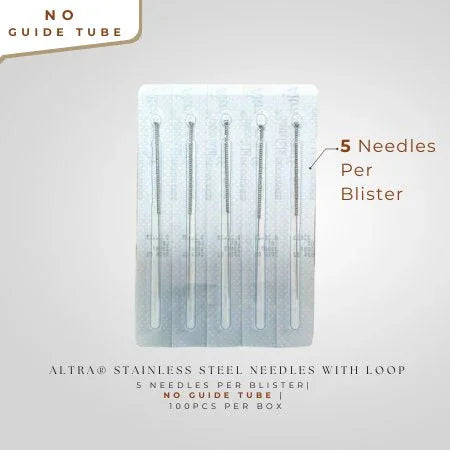 Altra® Stainless Steel Needles With Loop, No Guide Tube, 100pcs per box - Herbprime