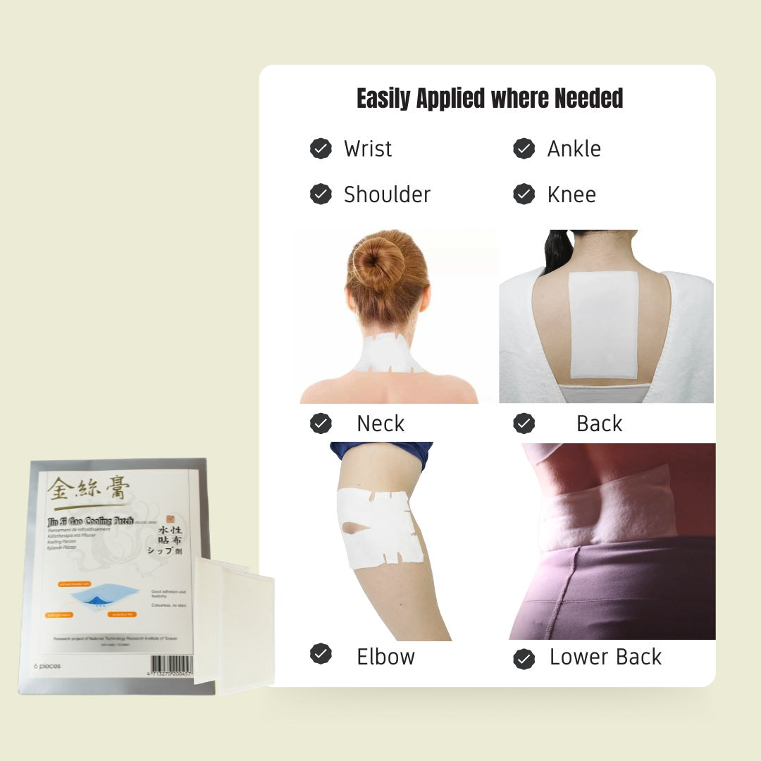 Jin Si Gao Cooling Plaster (6pc per pack) | Targeted Pain Relief | 16 Natural Herbal Active Ingredients - Herbprime
