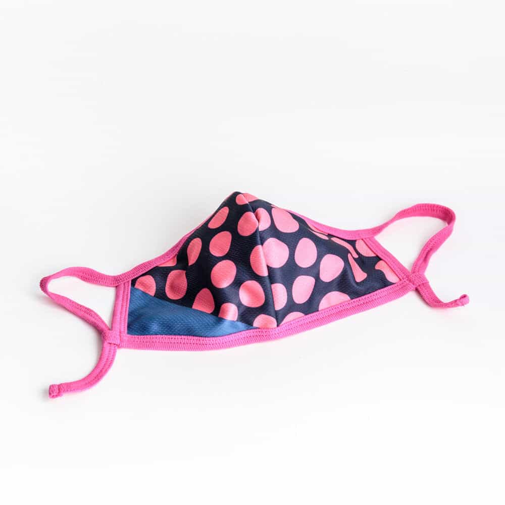 Cloth Washable Facemask with Nanofiber Filter - Blue/Pink Dots + Pink Earloop - Herbprime