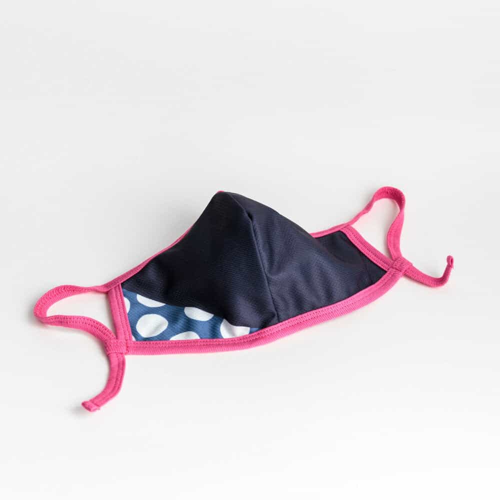 Cloth Washable Facemask with Nanofiber Filter - Dark Blue/Green Dot - Pink Earloop - Herbprime