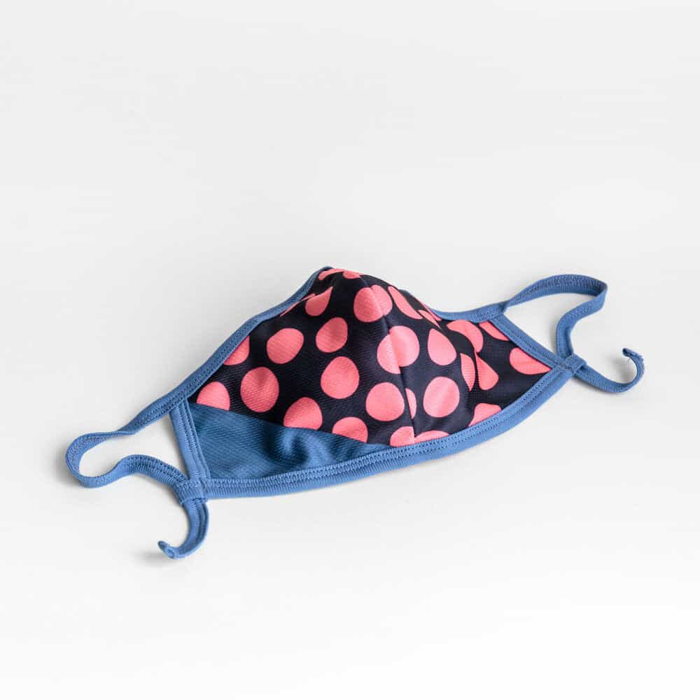 Cloth Washable Facemask with Nanofiber Filter - Blue/Pink Dots + Blue Earloop - Herbprime