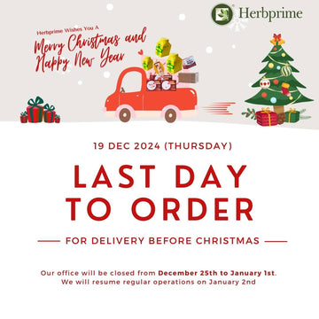 Herbprime Christmas and New Year Holiday Operating Hours