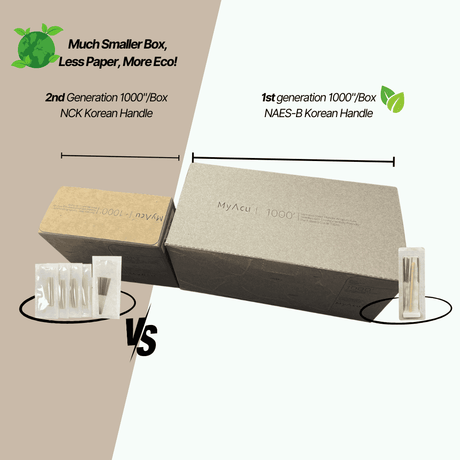 New! 2nd Generation MyAcu Eco-Moxa 1000'/Box  | Stainless Steel Acupuncture Needle with Industrially Compostable Moxa Guide Tube