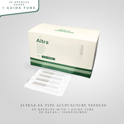 Altra® ES-Type Acu Needles, 20 Needles With 1 Guide Tube , 1000pcs/box