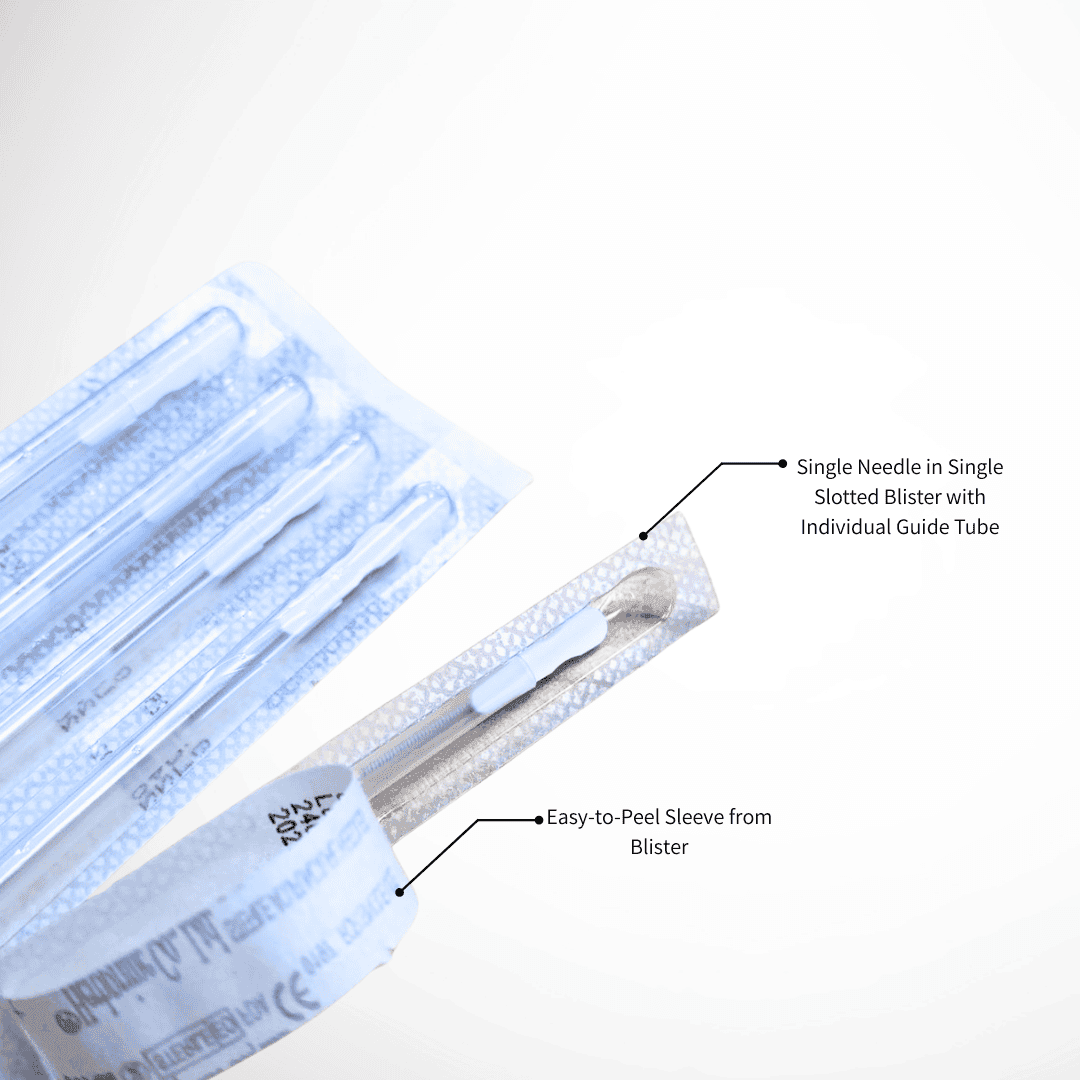 Single Needle in Single Slotted Blister with Individual Guide Tube