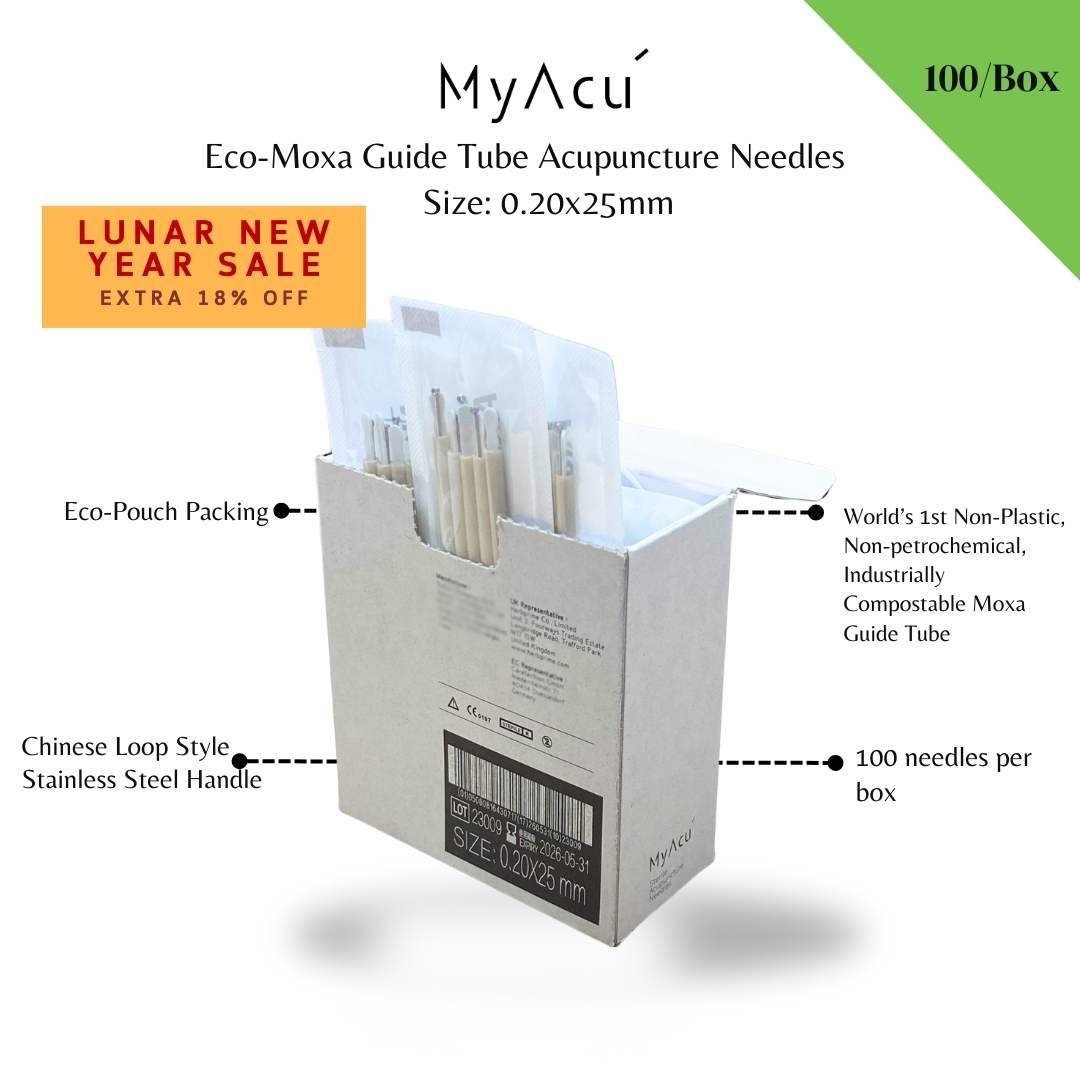 MyAcu® Eco-Moxa Guide Tube Acupuncture Needles, 100'/Box, Size 0.20x25mm