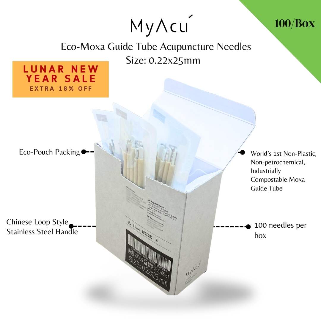 MyAcu® Eco-Moxa Guide Tube Acupuncture Needles, 100'/Box, Size 0.22x25mm - Herbprime