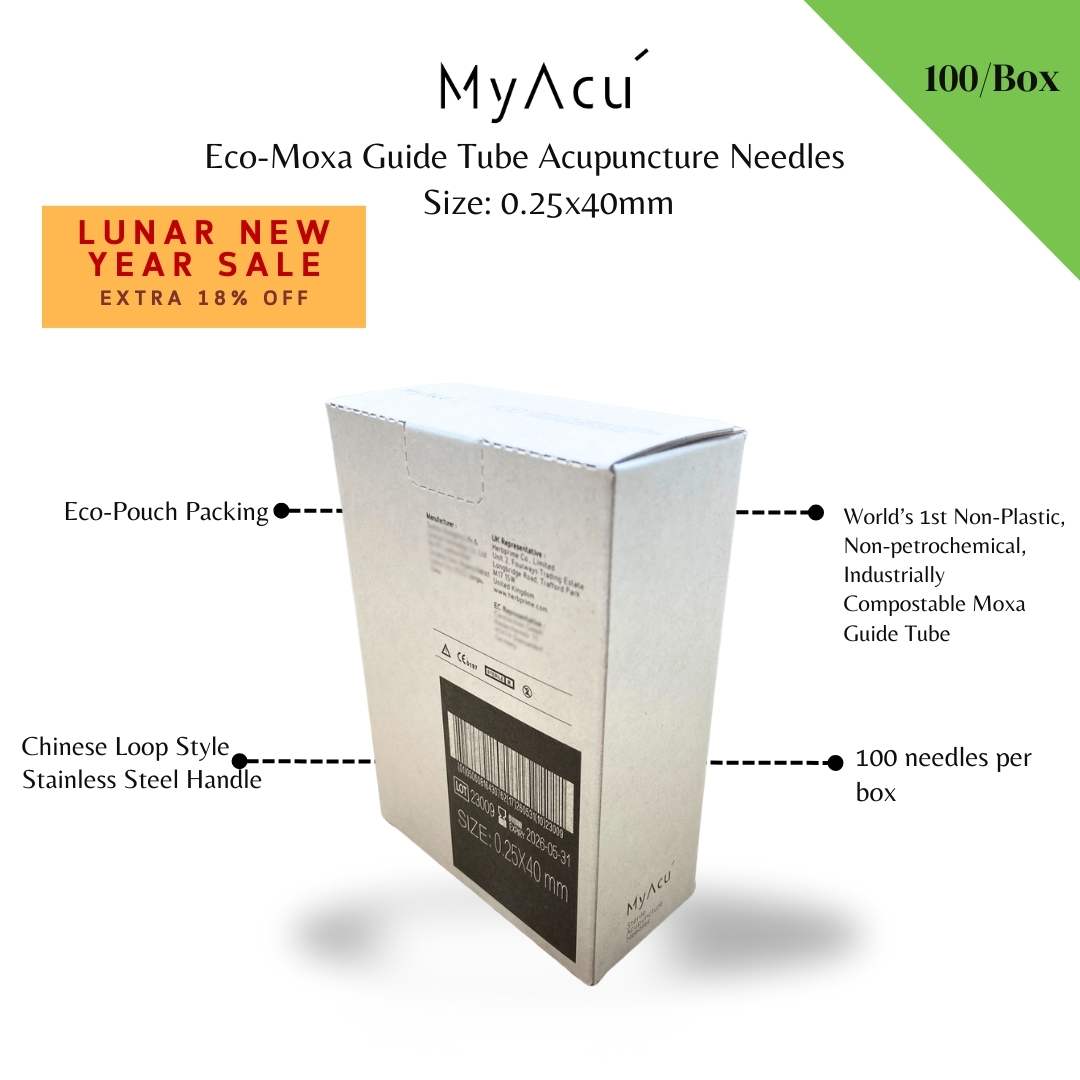 MyAcu® Eco-Moxa Guide Tube Acupuncture Needles, 100'/Box, Size 0.25x40mm