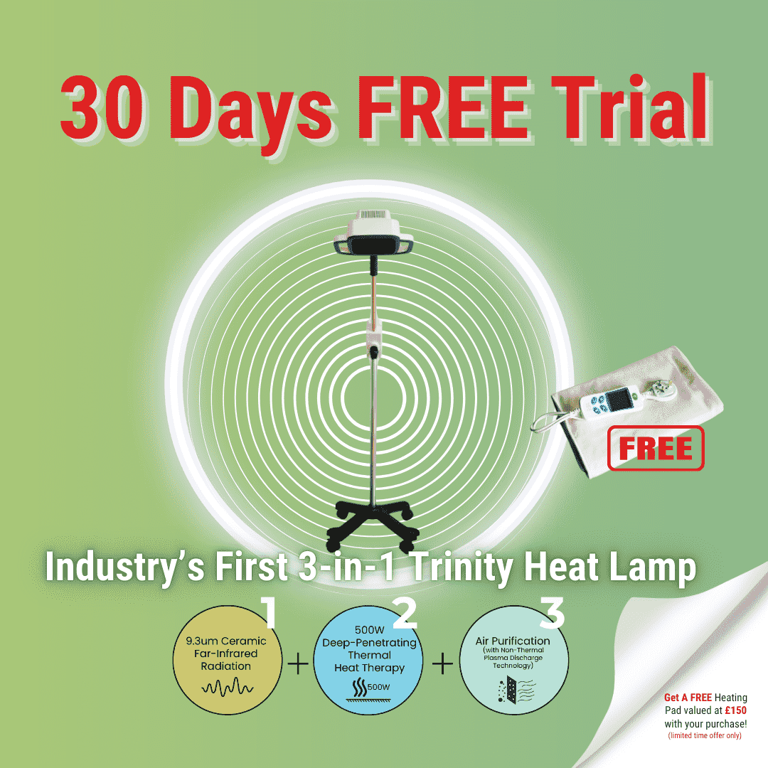 MyAcu Trinity Heat Lamp (3-in-1 - Ceramic Far-Infrared, Thermal Heat, Plasma Sterilization), 500Watt - Herbprime