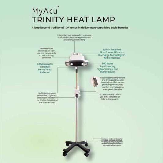 MyAcu Trinity Heat Lamp (3-in-1 - Ceramic Far-Infrared, Thermal Heat, Plasma Sterilization), 500Watt - Herbprime