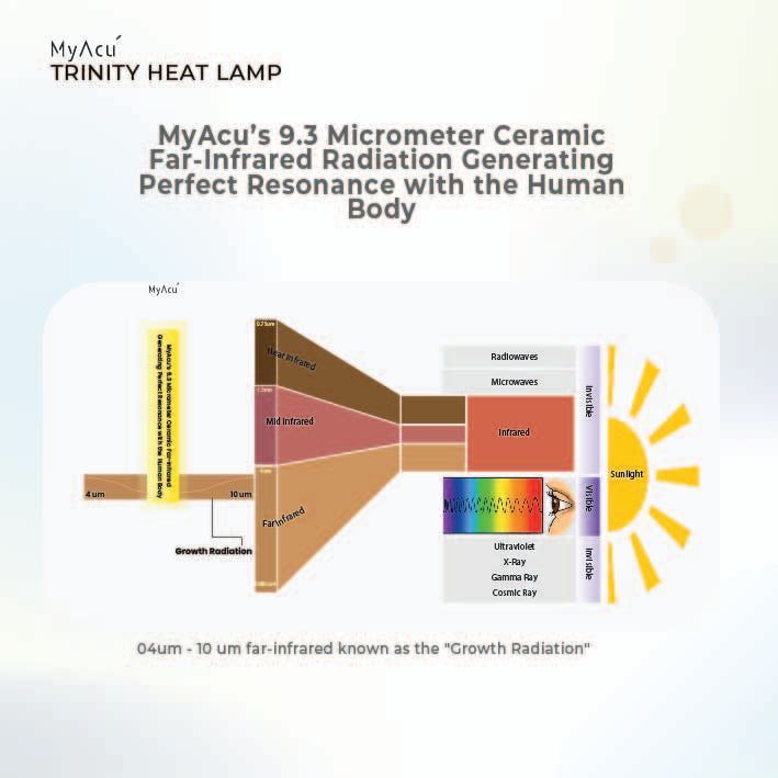 MyAcu Trinity Heat Lamp (3-in-1 - Ceramic Far-Infrared, Deep Penetrating Thermal Heat, Plasma Sterilization), 500Watt