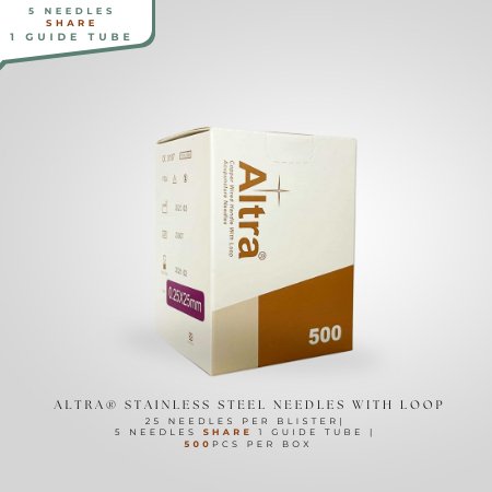 Altra® Stainless Steel Needles with Loop, 5 Needles bundled in a Tube cluster pack, 500pcs/box - Herbprime