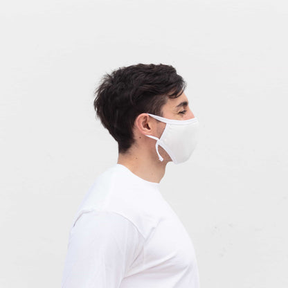 Cloth Washable Facemask with Nanofiber Filter - White - Herbprime